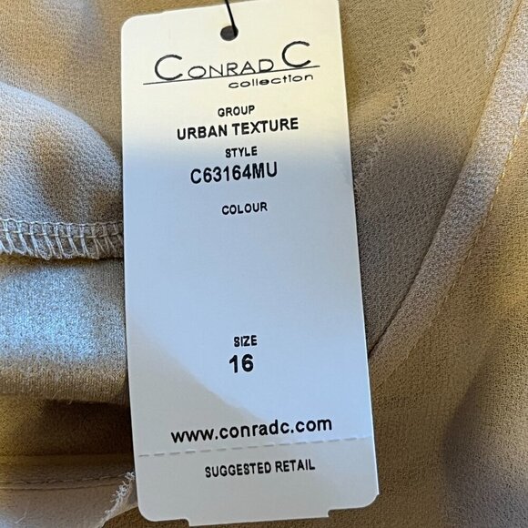 CONRAD C COLLECTION Women's Gold Mixed Media Sheer Detail Sleeveless Top Size 16 - Picture 4 of 5